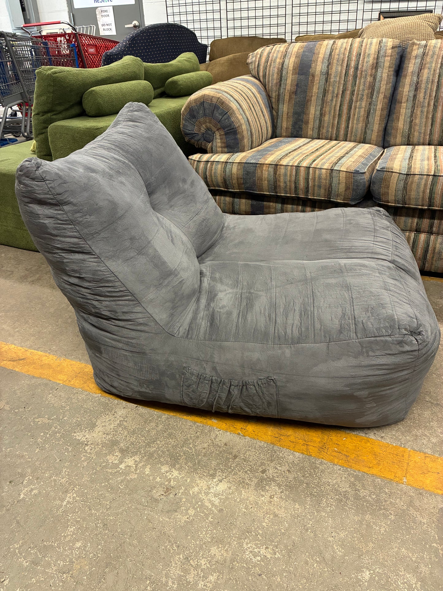 Gray Floor Lounge Bean Bag Chair