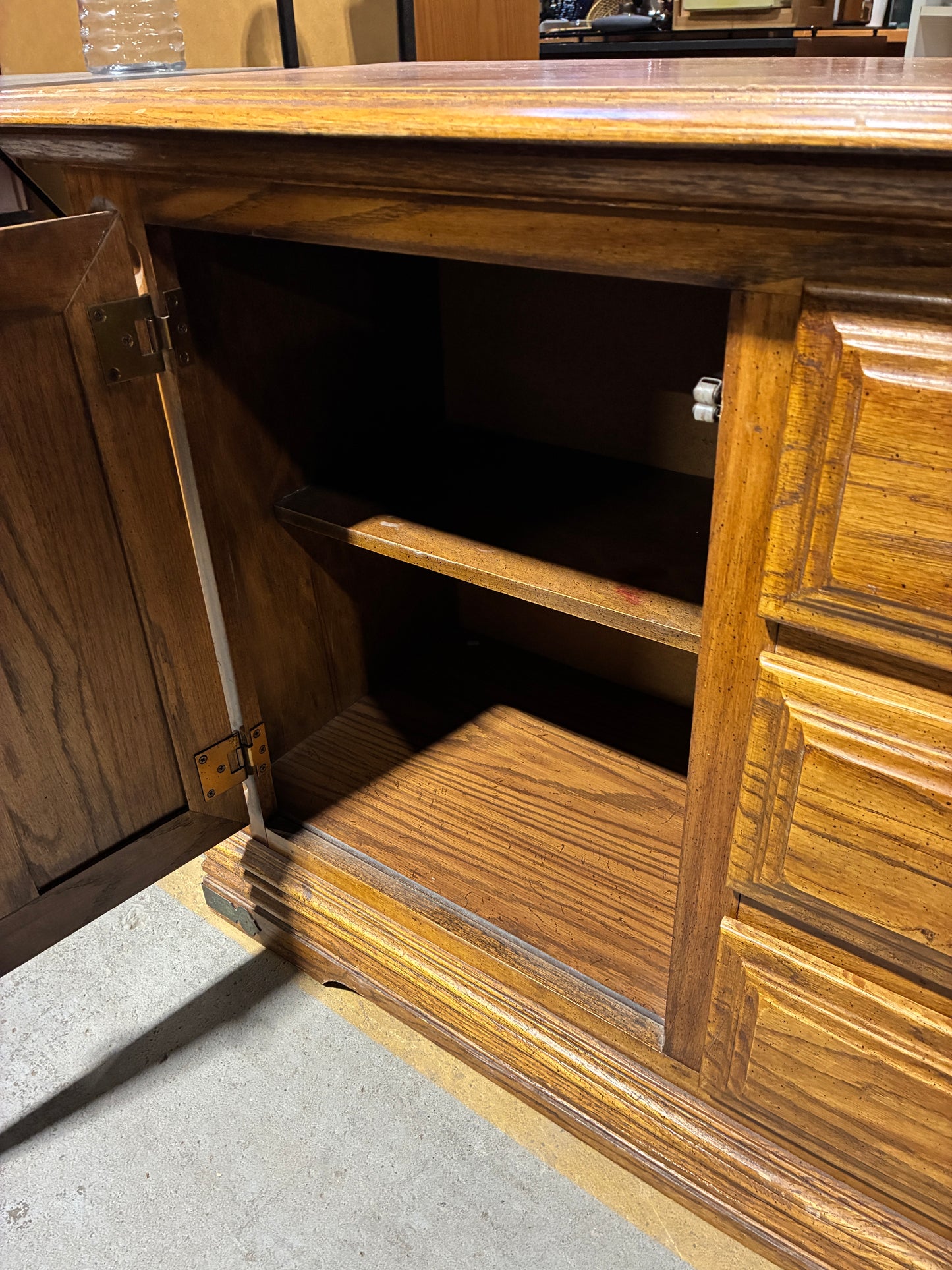 Vintage Wood Sideboard Cabinet with Carved Details