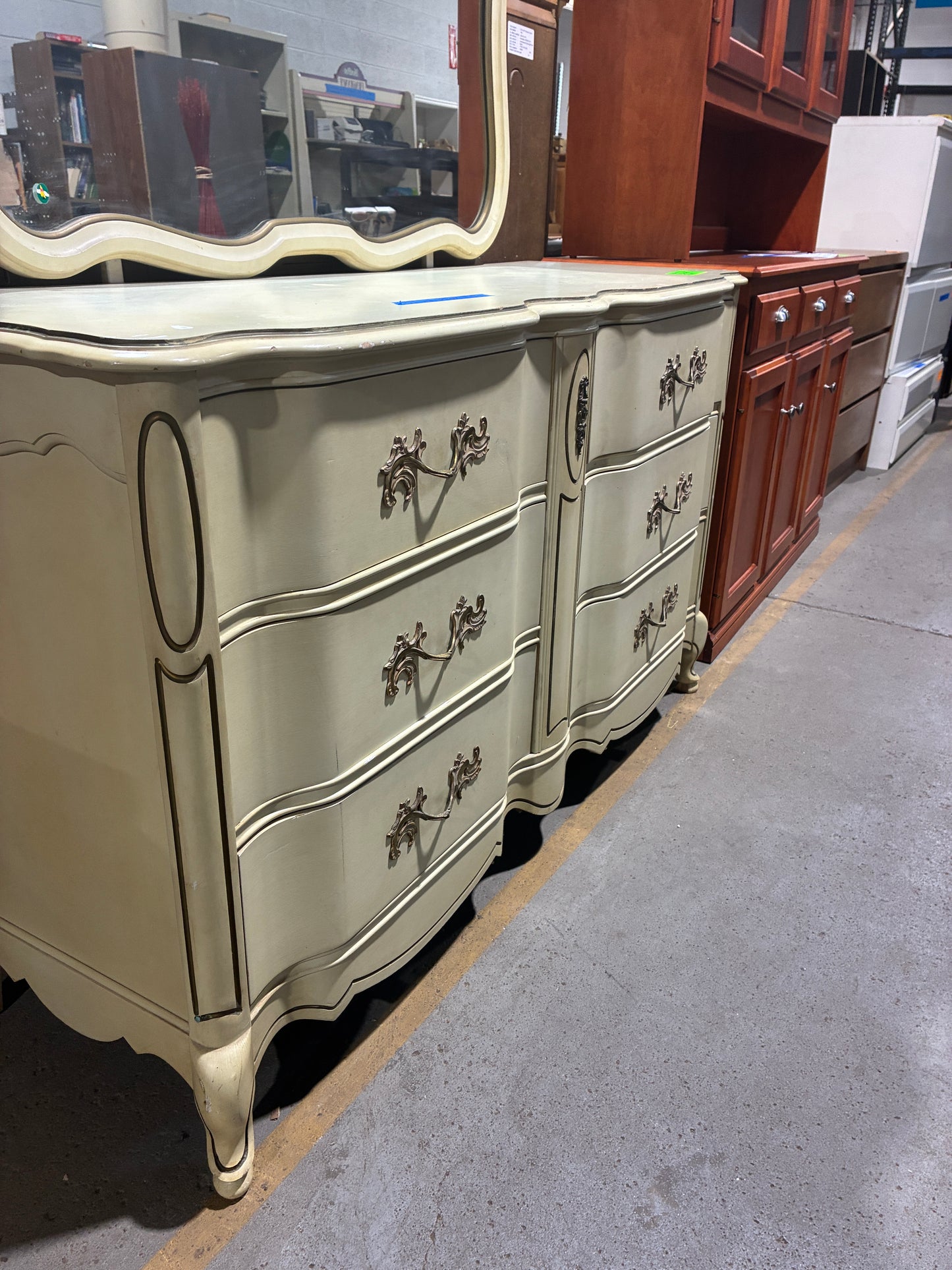 Vintage French Provincial Dresser with Mirror