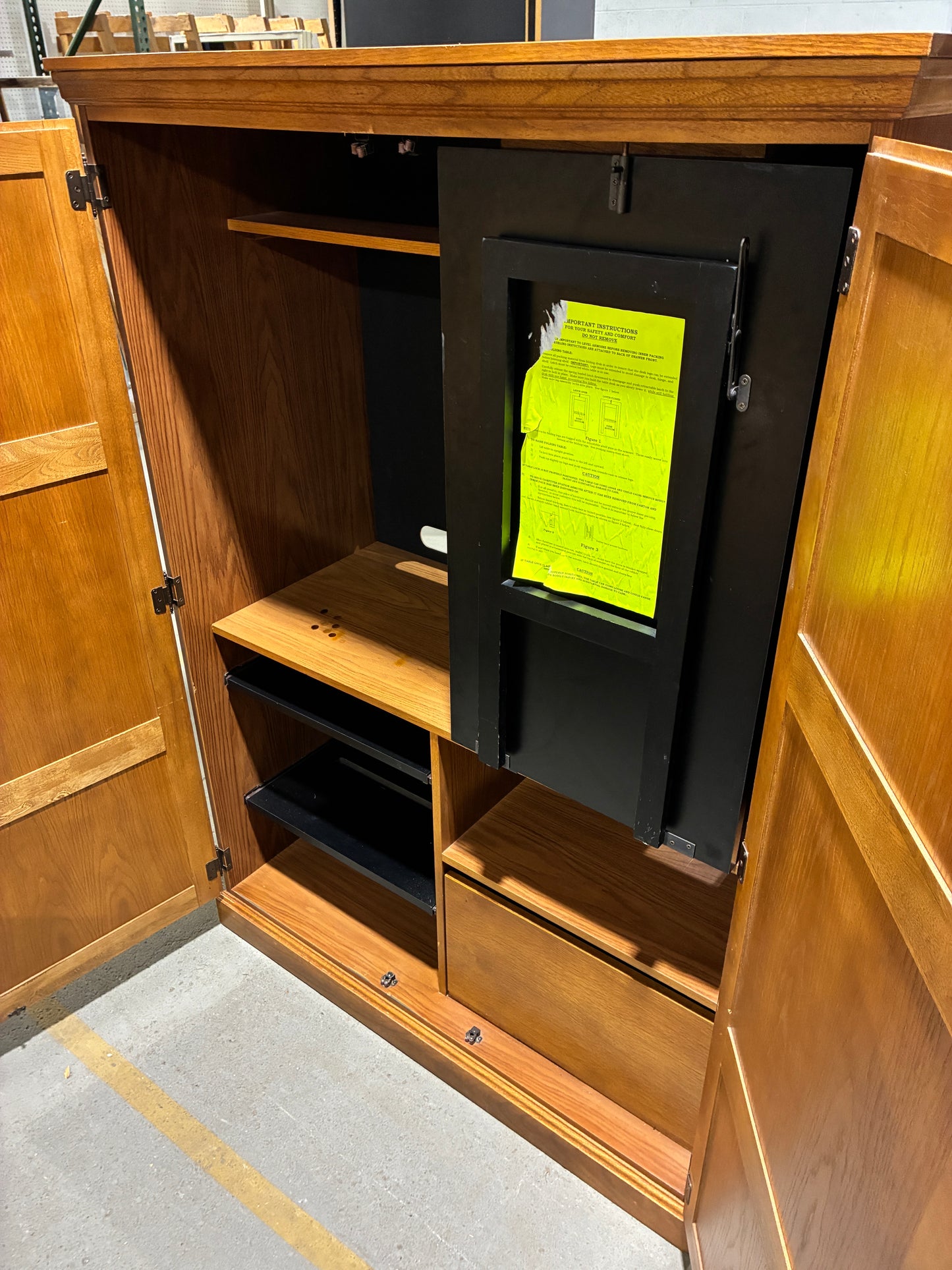 Wood Desk Armoire with Pull Out Work Surface