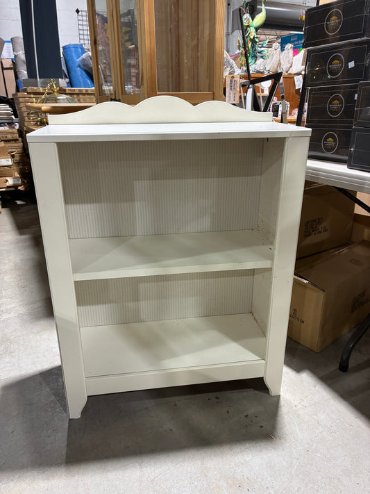 White Two-Shelf Bookcase with Decorative Back Panel