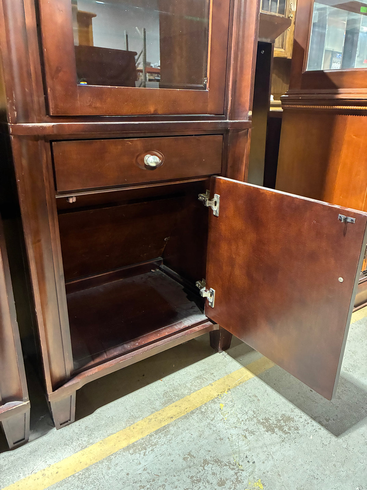 Harbor Home Dark Cherry Wood Glass Display Cabinet