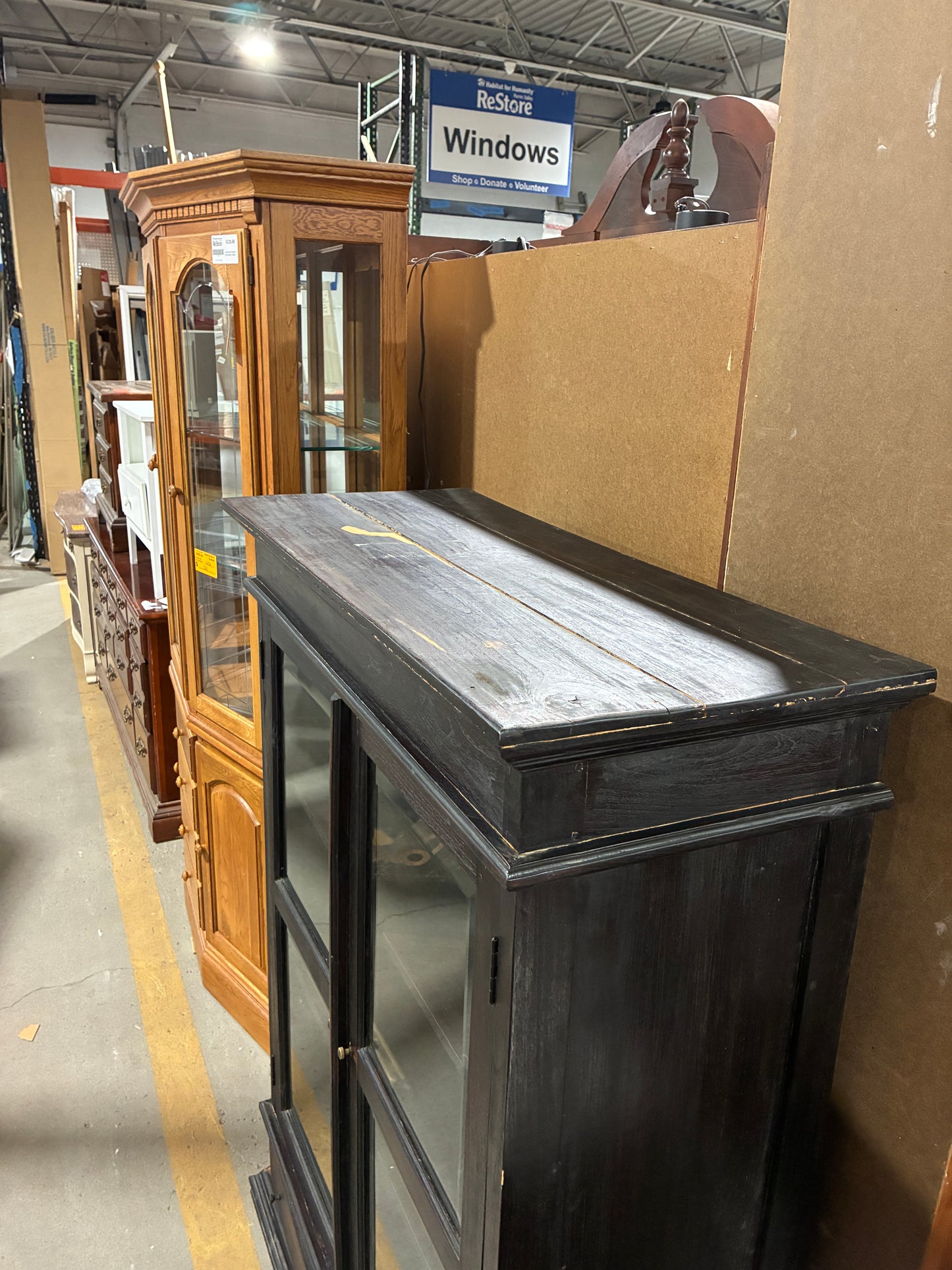 Dark Espresso Display Cabinet with Glass Doors