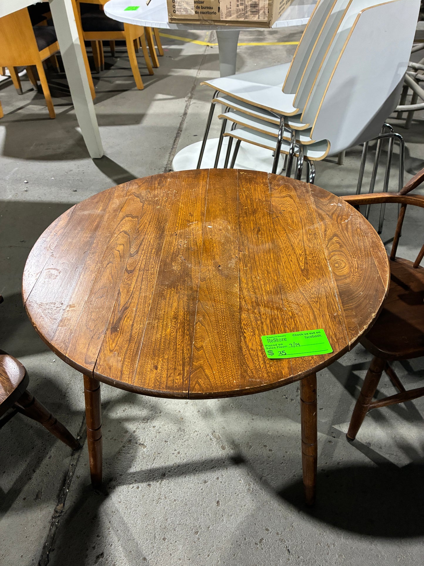 Vintage Round Dining Table with Windsor Chairs
