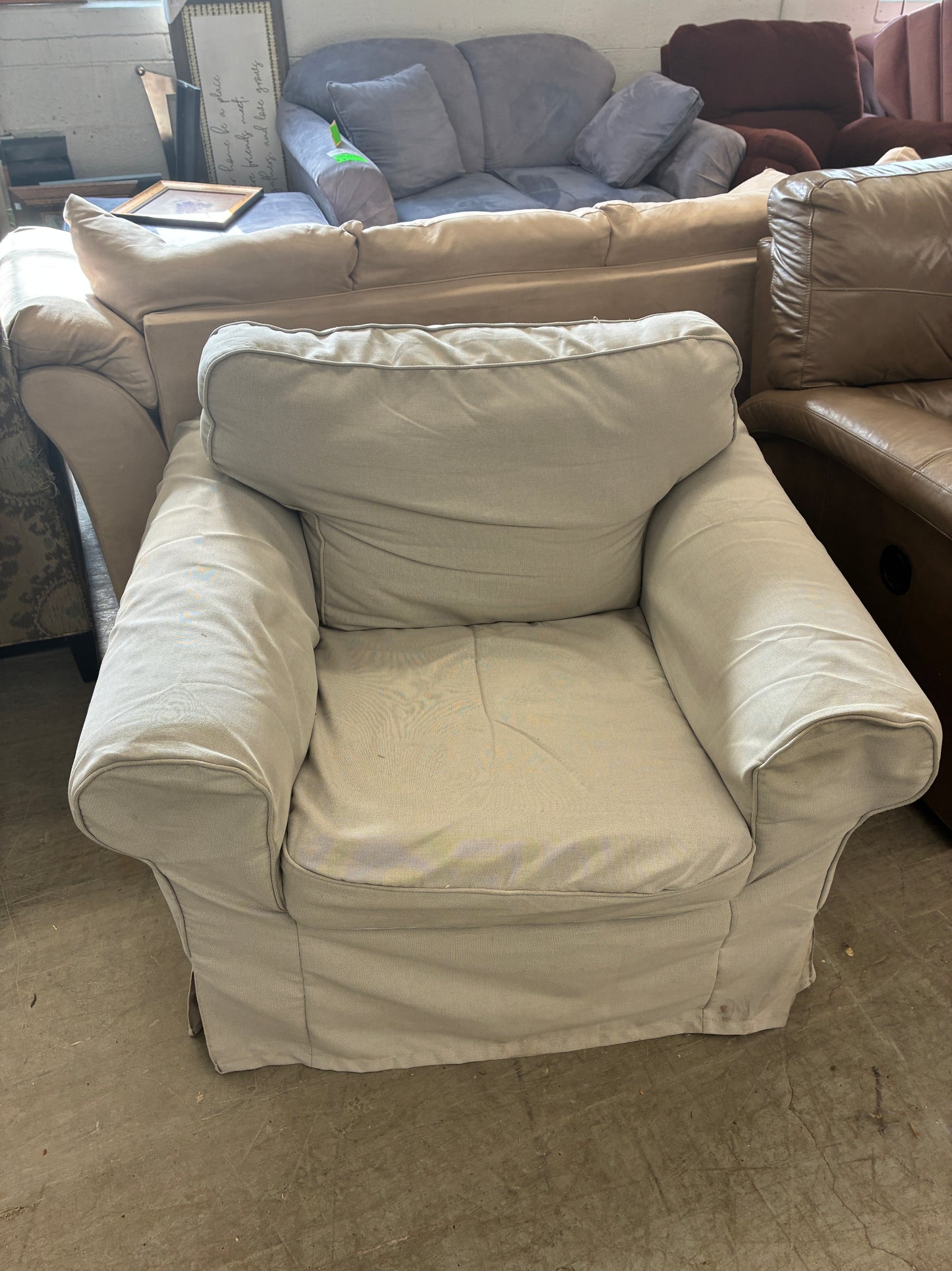 Light Gray Slipcovered Accent Chair