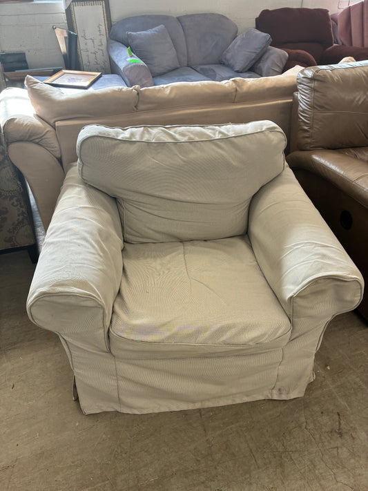 Light Gray Slipcovered Accent Chair
