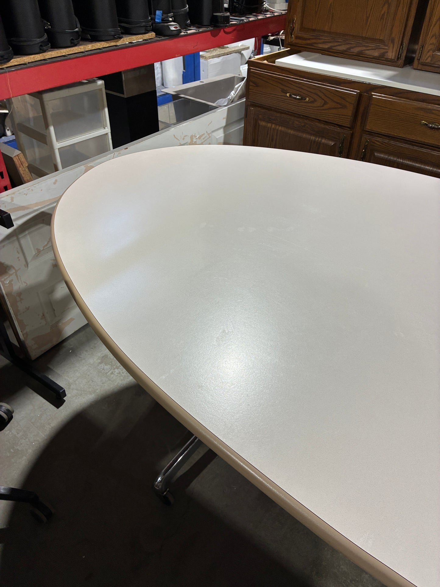 Large Oval Rolling Conference Table with Chrome Base