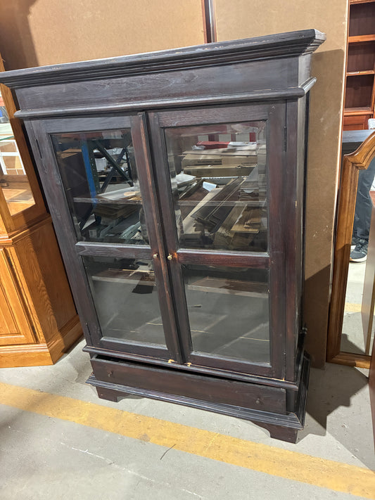 Dark Espresso Display Cabinet with Glass Doors