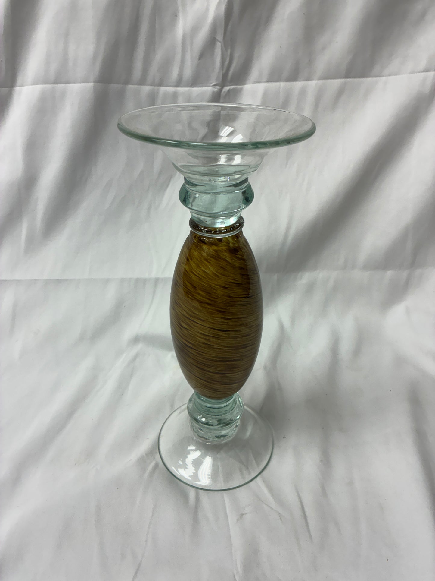 Decorative Glass and Wood Tone Vase