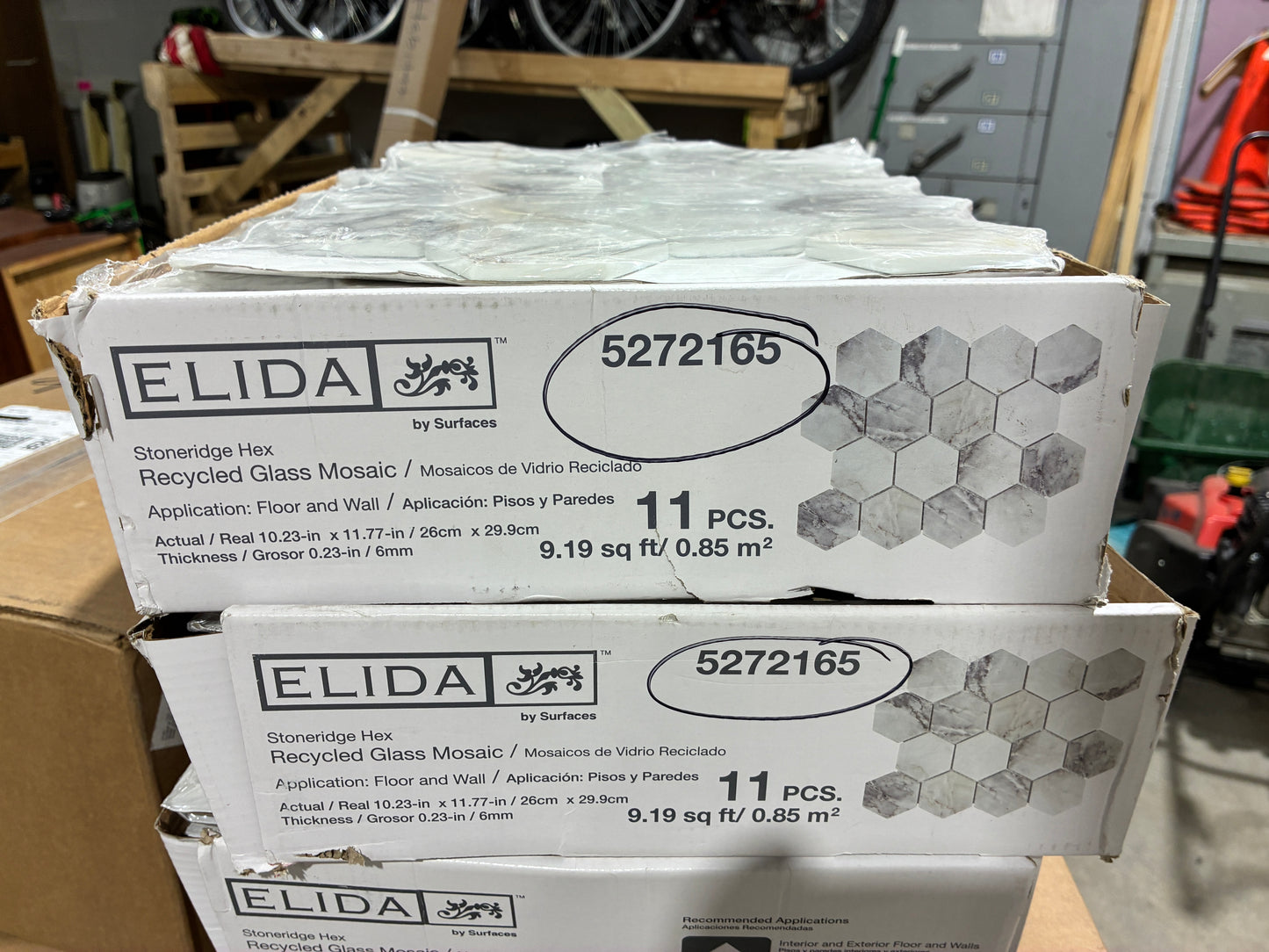 Elida Stoneridge Hex Recycled Glass Mosaic Tile