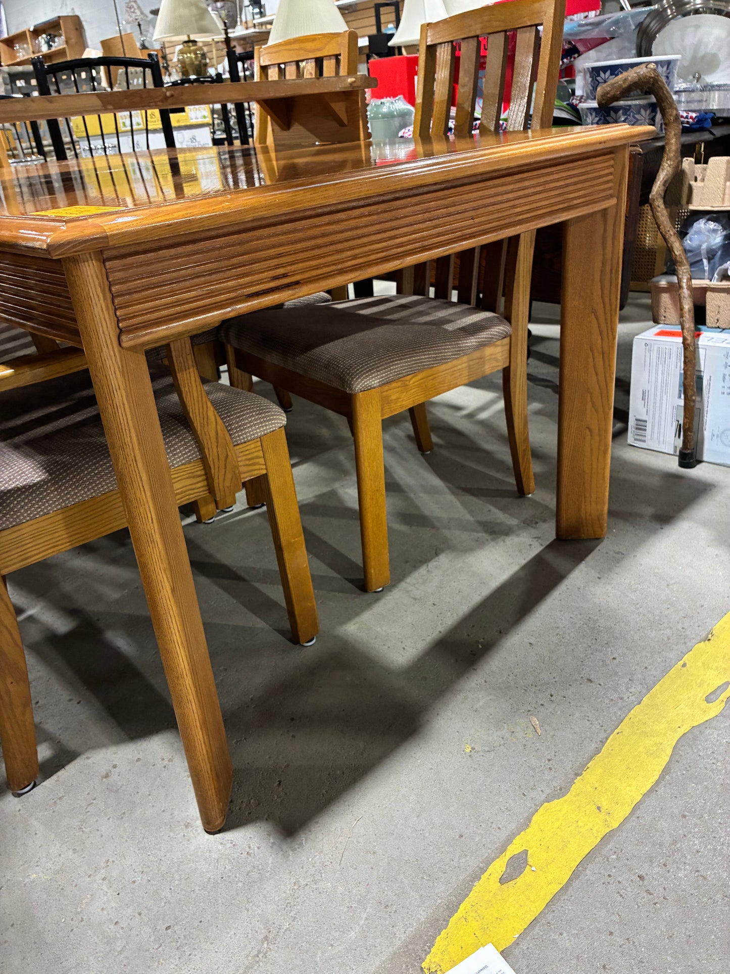 Oak Dining Table Set with 6 Chairs and Extension Leaf