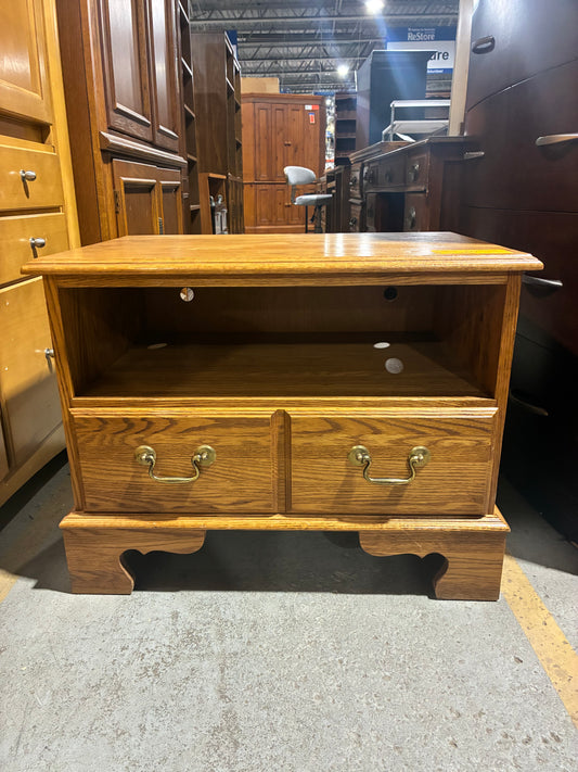 Oak TV Stand with Storage Drawer