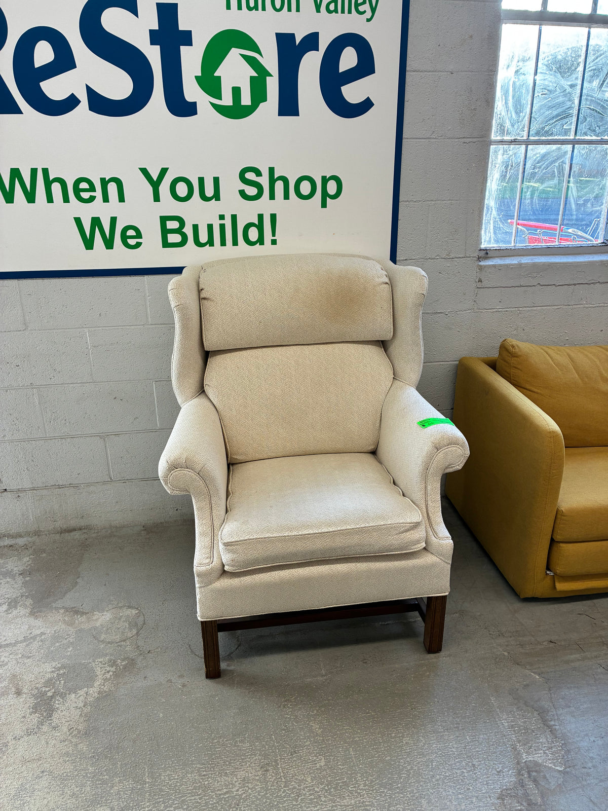 Lexington Cream Upholstered Wingback Chair