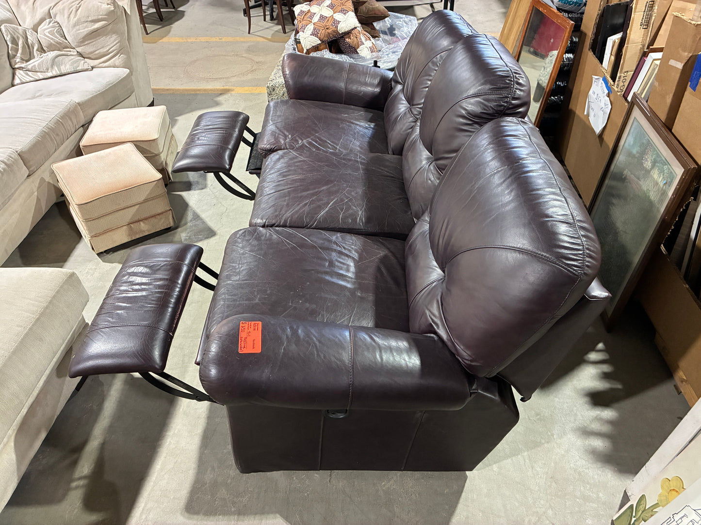 Brown Leather Power Reclining Sofa
