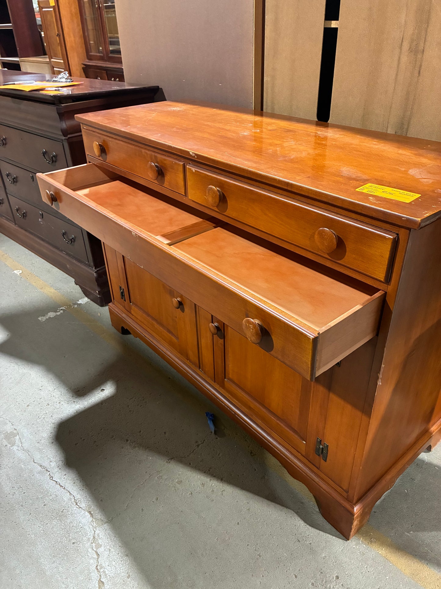 Traditional Cherry Finish Sideboard Buffet Cabinet