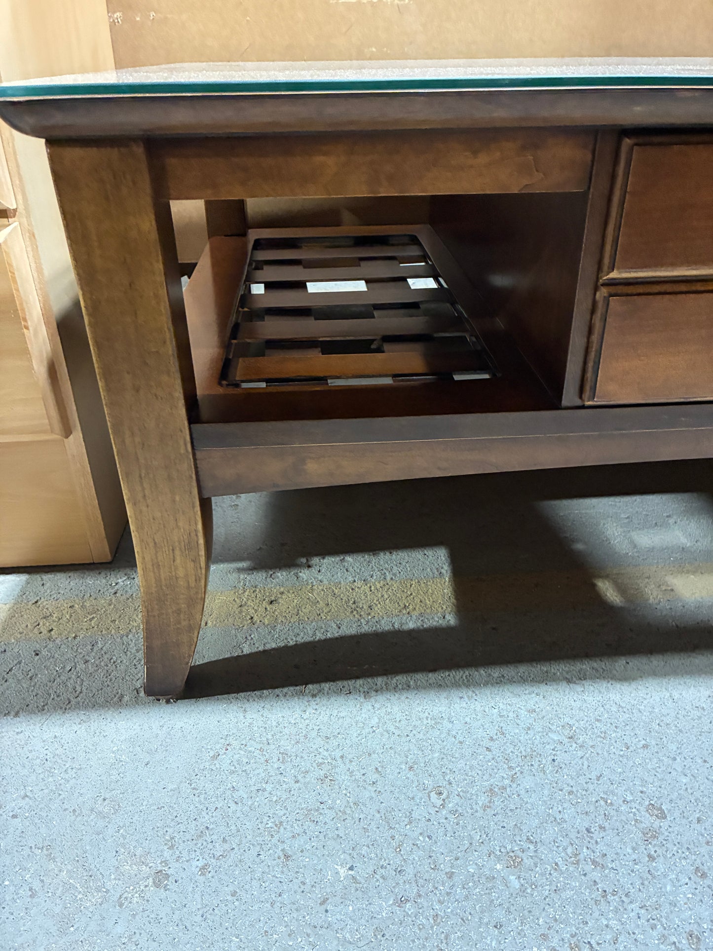 Glass Top Coffee Table with Storage Drawers