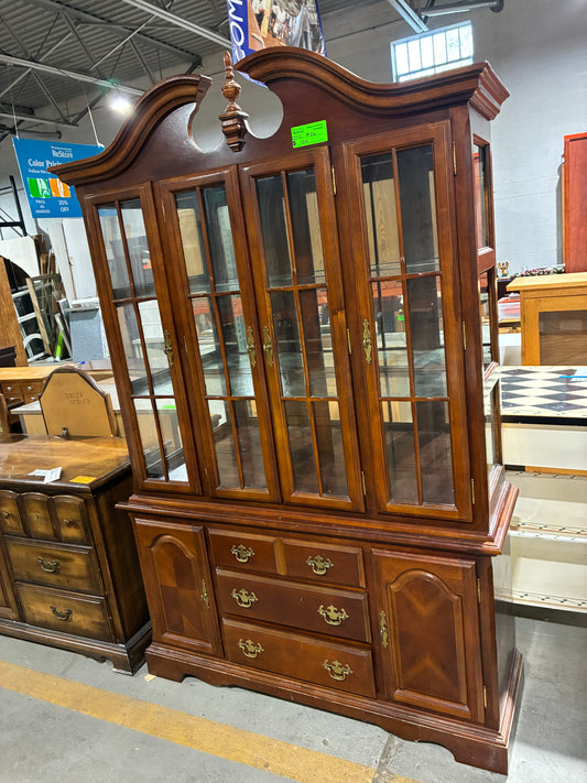 Traditional Cherry Wood China Cabinet & Display Hutch