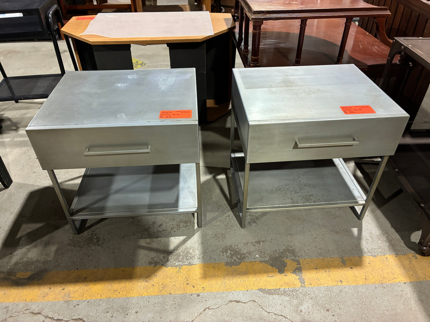 Modern Gray Nightstands with Drawer and Lower Shelf
