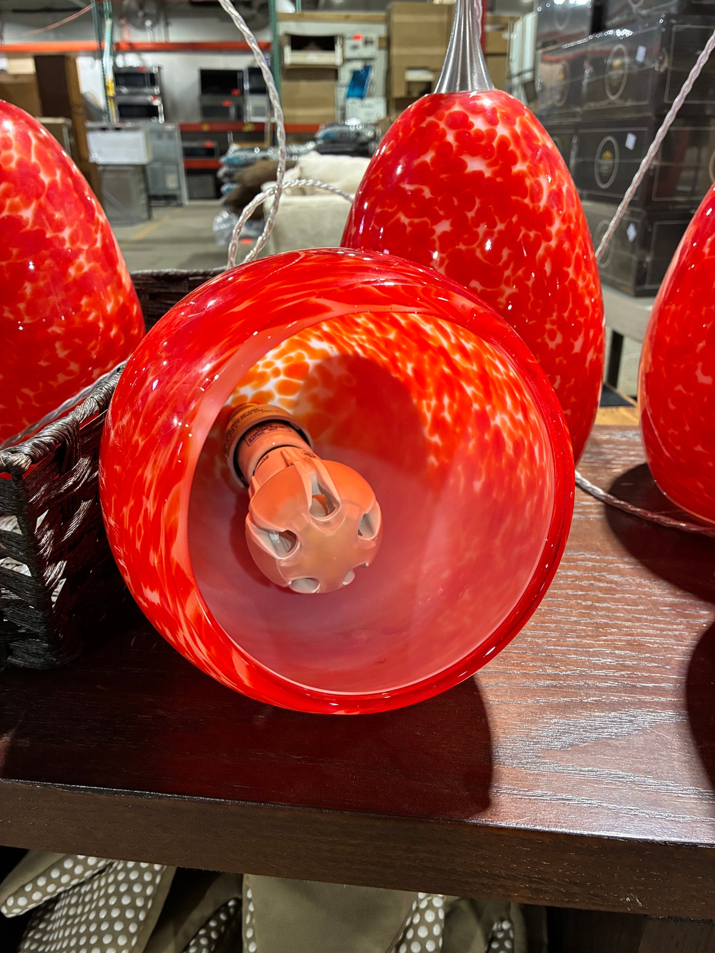 Modern Red Glass Pendant Lights – Speckled Finish
