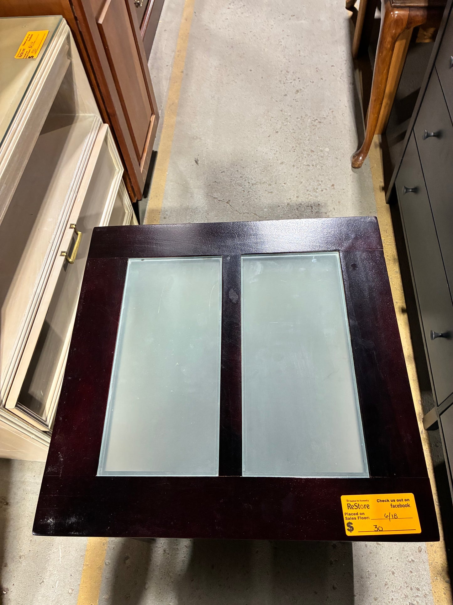 Dark Espresso Glass Top End Table