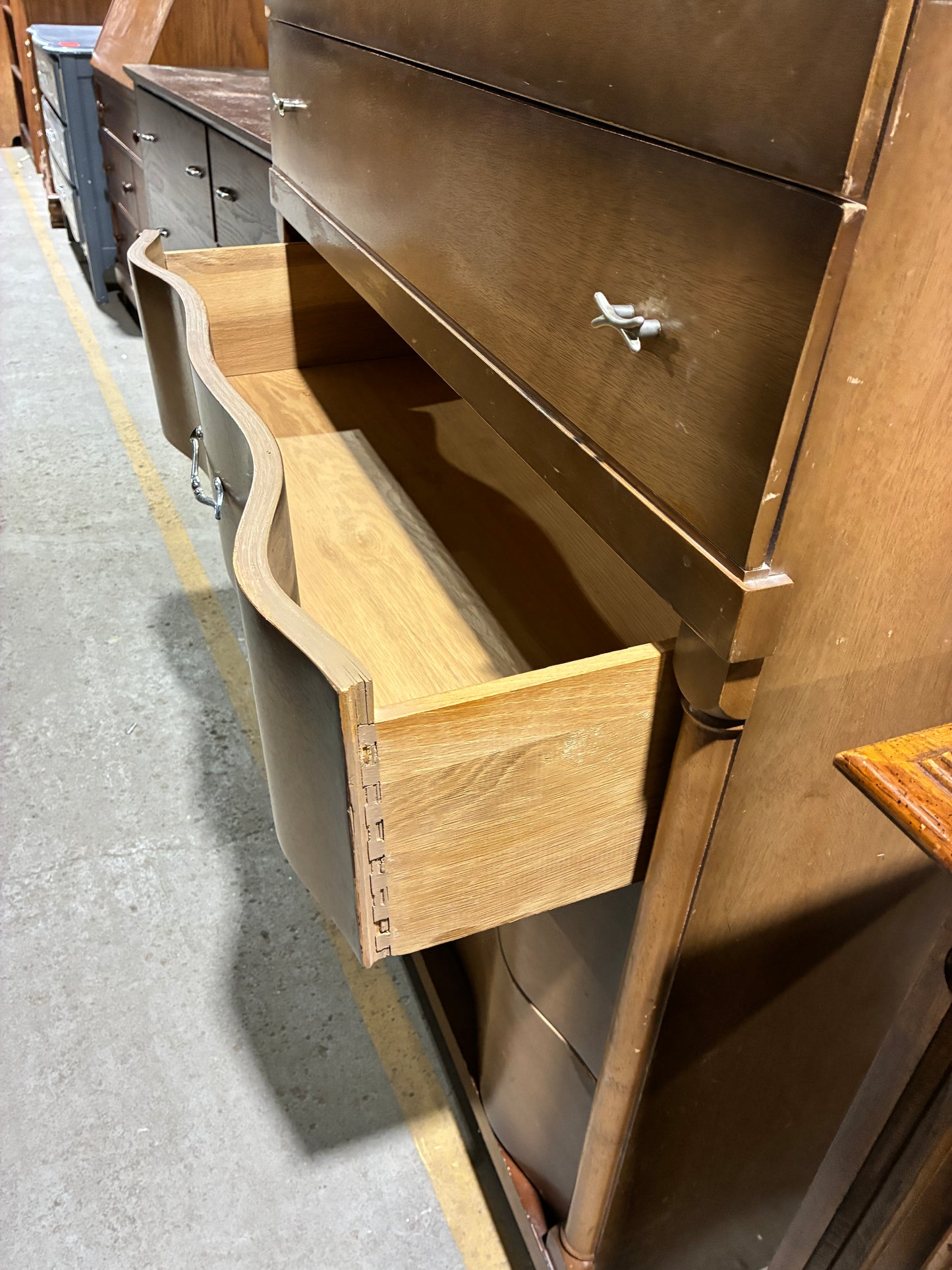 Vintage Style Wood Dresser with Curved Drawer Fronts