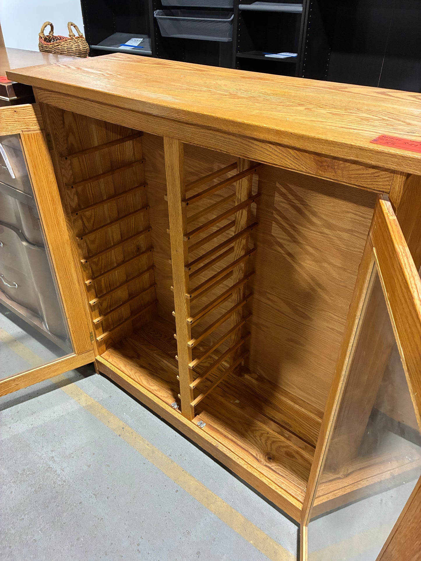 Oak Media Storage Cabinet