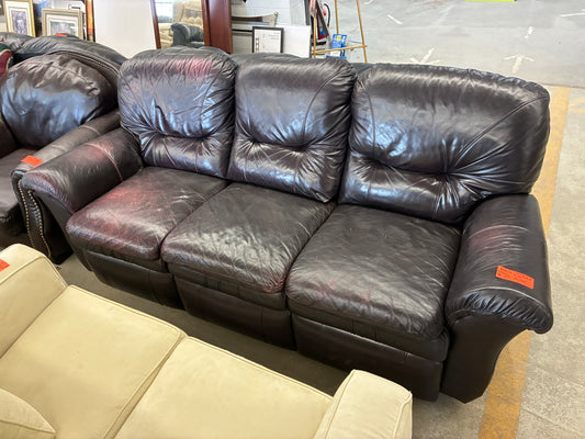 Dark Brown Reclining Sofa with Dual End Recliners