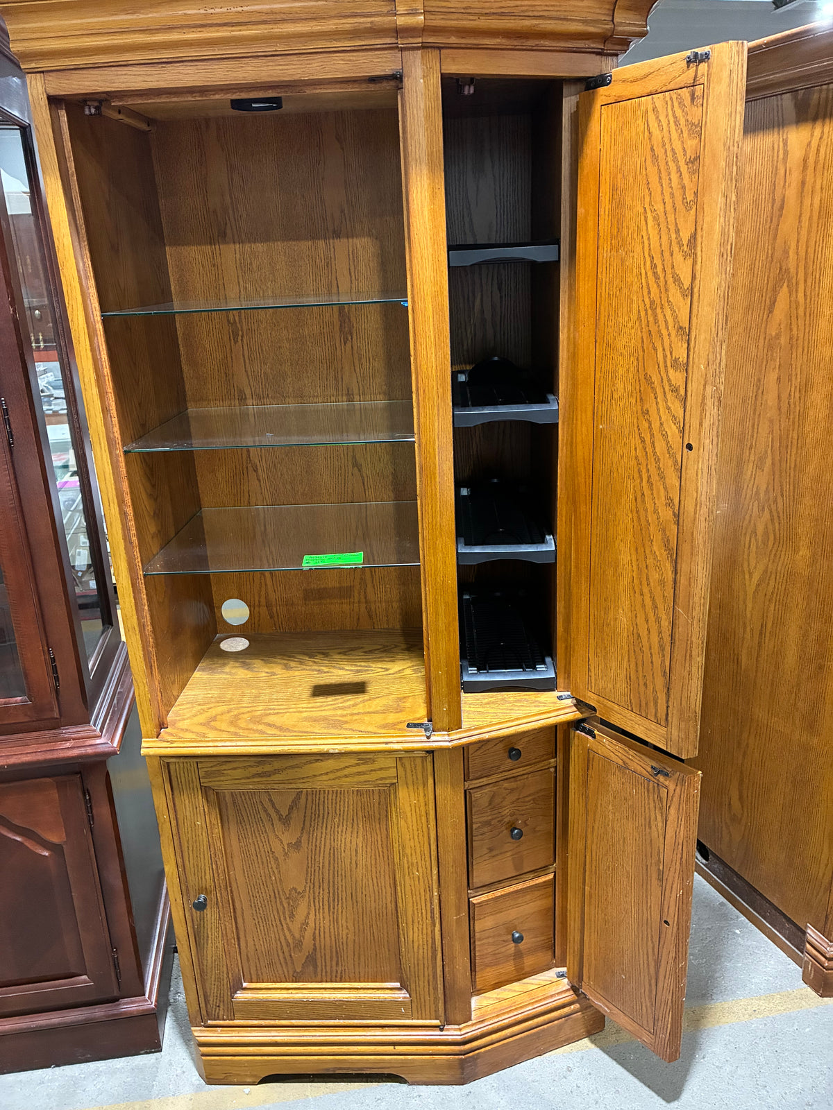 Oak Entertainment Center with Media Storage