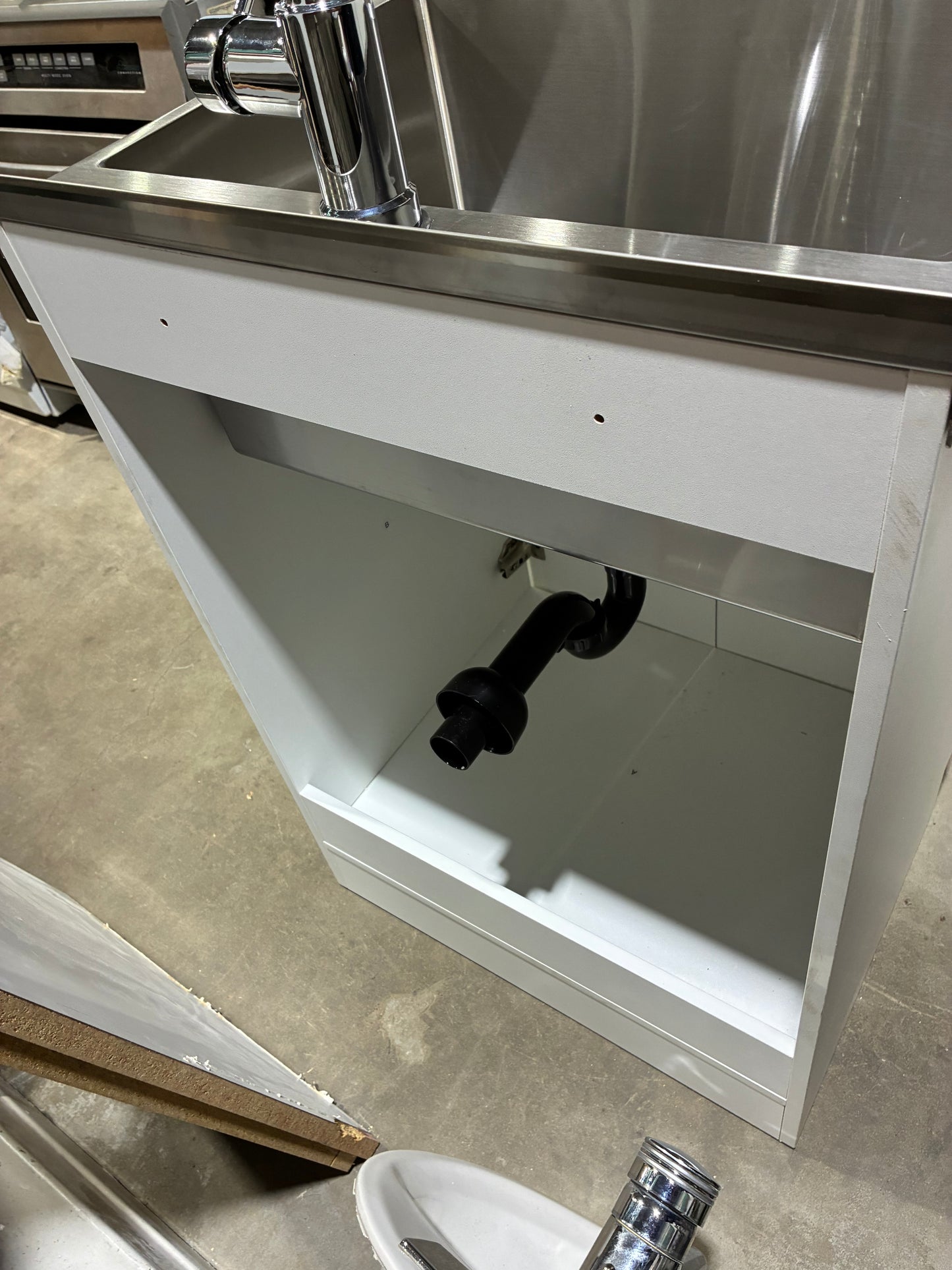 SimpliHome Hennessy 24" Laundry Cabinet with Stainless Steel Sink