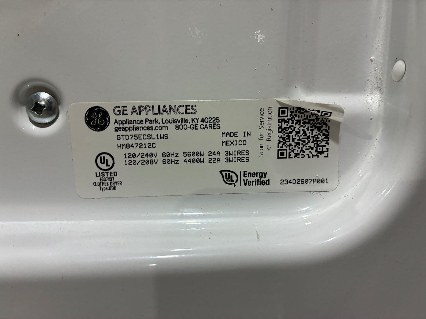 White GE Electric Dryer