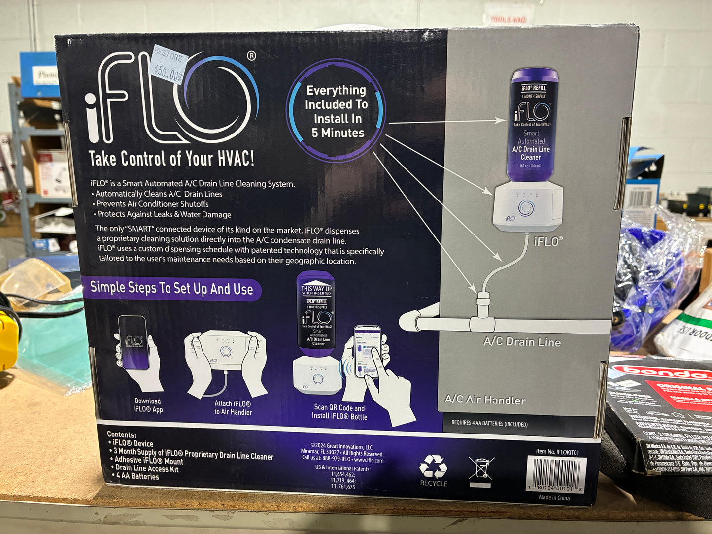 iFLO Smart Automated A/C Drain Line Cleaner