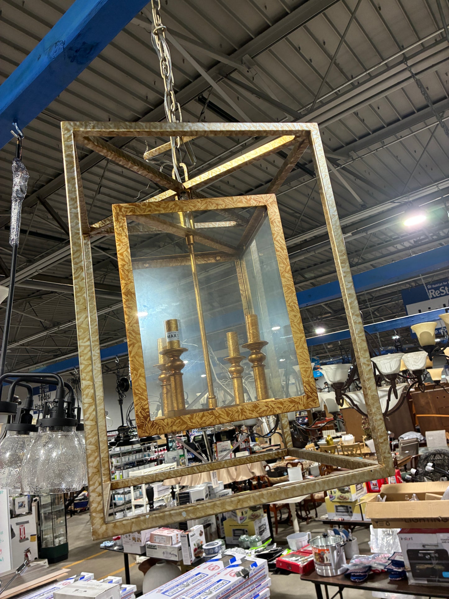 Large Lantern Style Pendant Chandelier (4-Light)