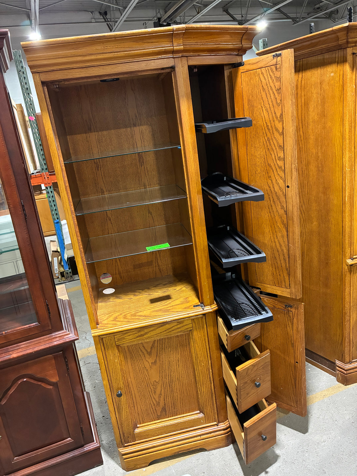 Oak Entertainment Center with Media Storage