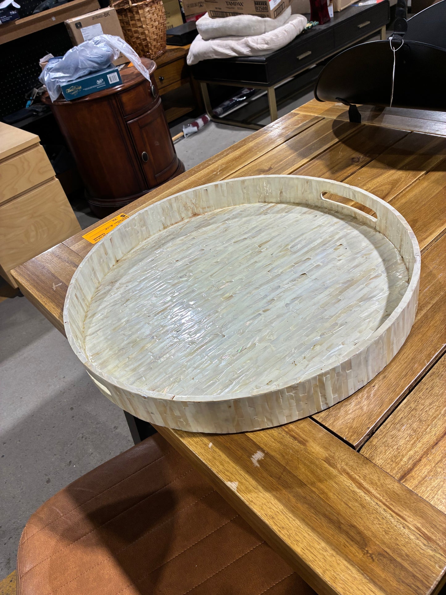 Round Capiz Shell Decorative Serving Tray