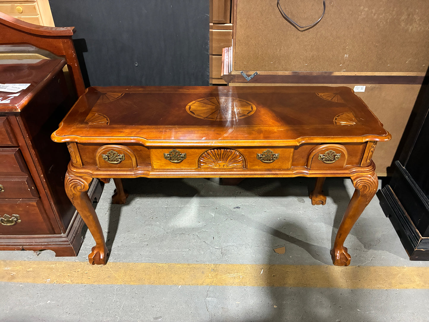 Traditional Cherry Wood Sofa Table with Single Drawer
