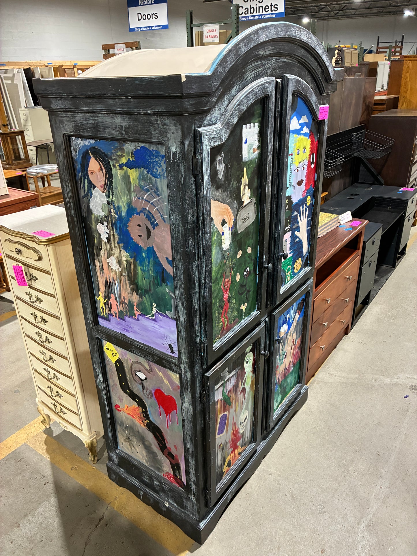 Hand Painted Armoire Cabinet