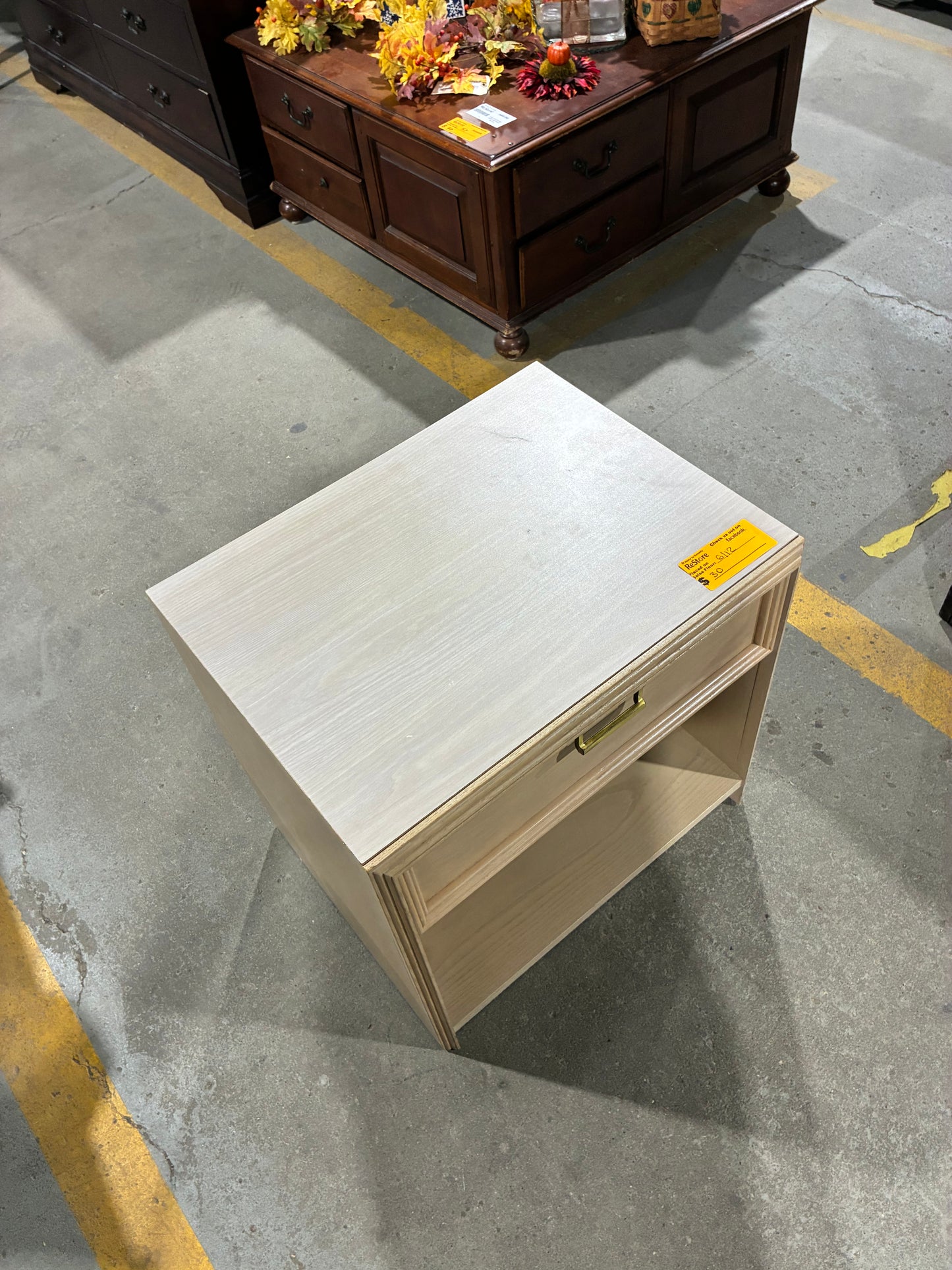 Light Wood One-Drawer Nightstand with Open Shelf
