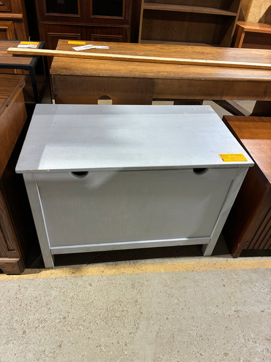 Gray Wooden Storage Bench with Lift-Top Lid