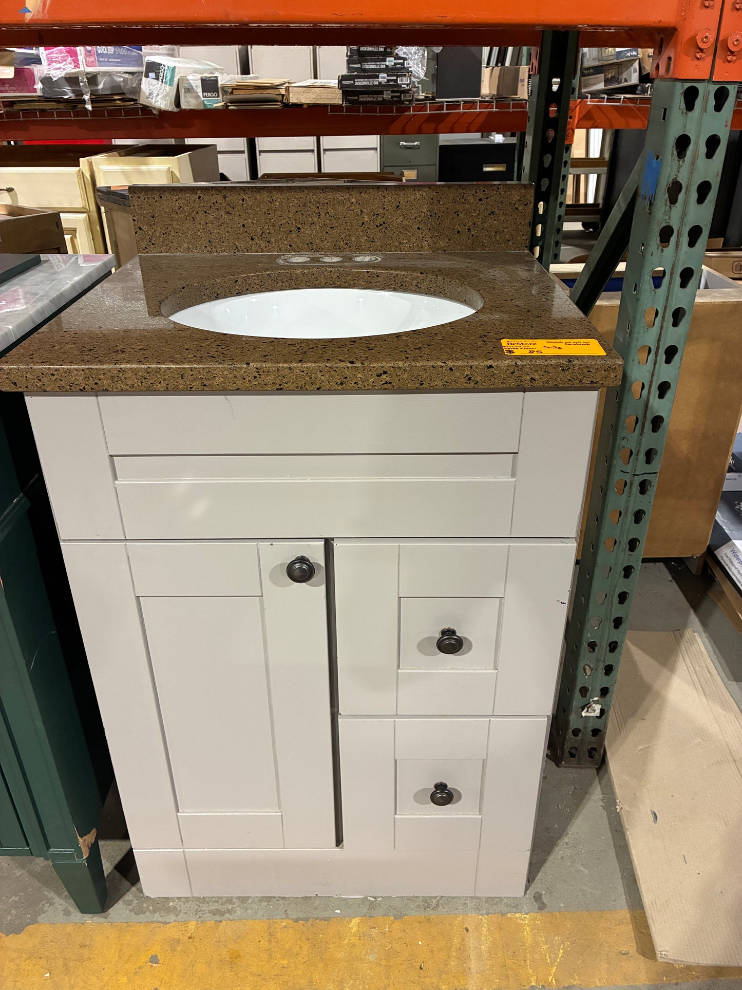 Modern White Bathroom Vanity with Stone Top