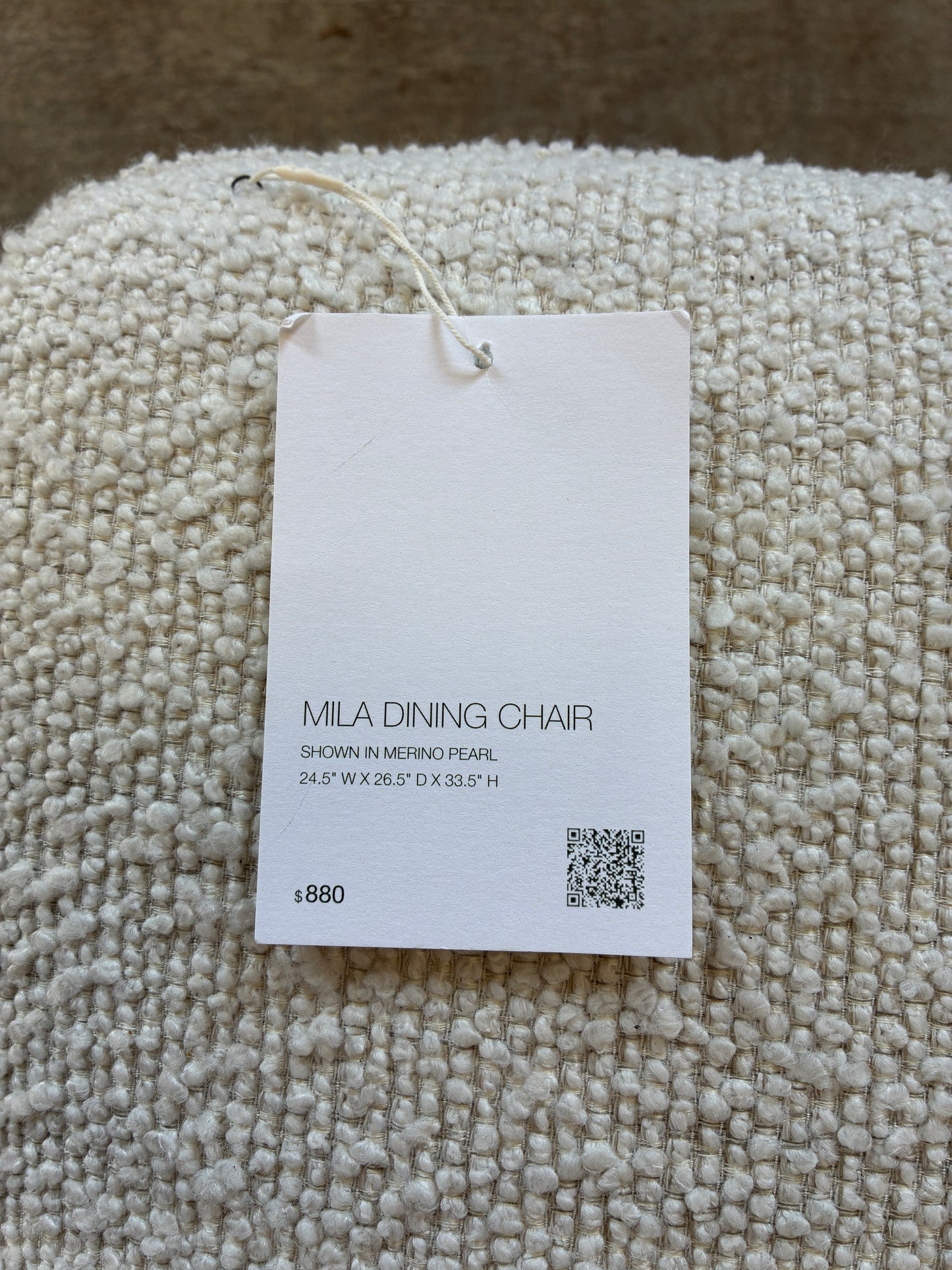 Arhaus Mila Merino Pearl Dining Chair