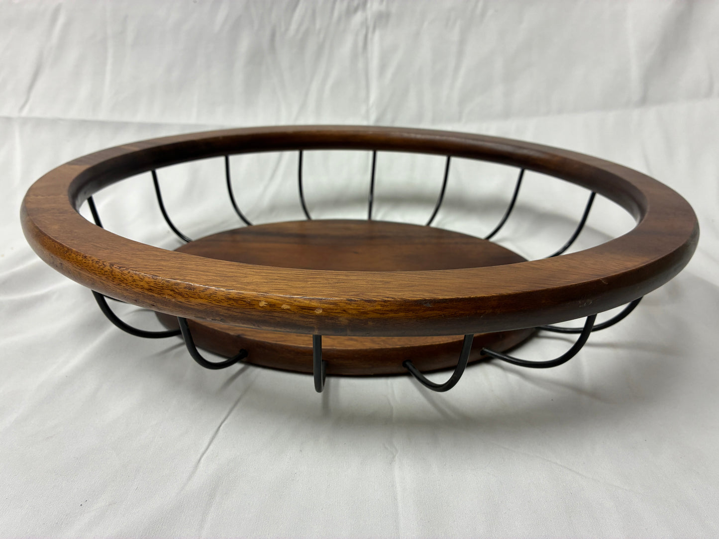 Handcrafted Acacia Wood and Metal Serving Tray