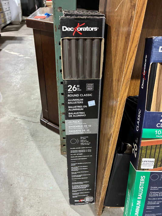 Deckorators 26" Round Classic Aluminum Balusters – 10-Pack