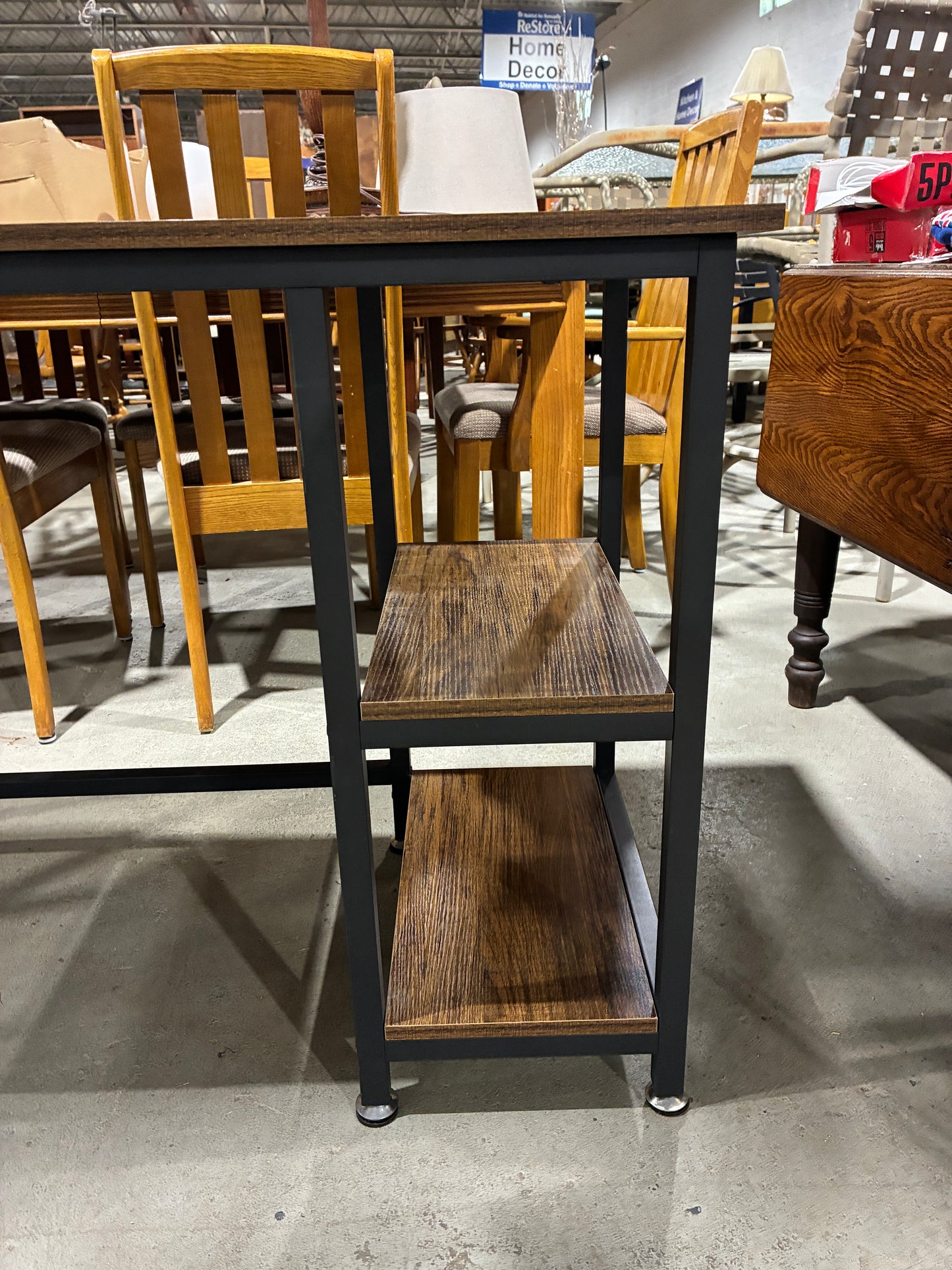 Rustic L-Shaped Corner Computer Desk with Storage Shelves