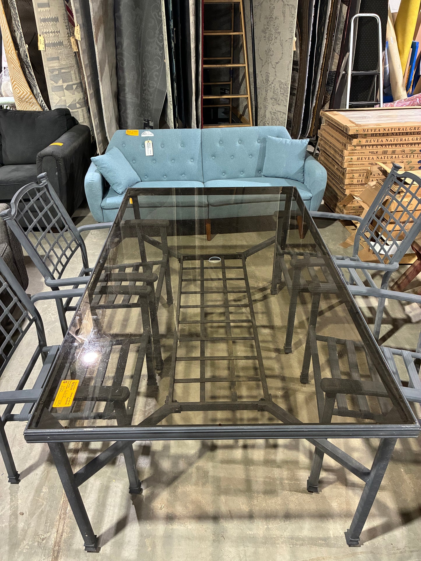 Black Metal Patio Dining Set with 4 Chairs
