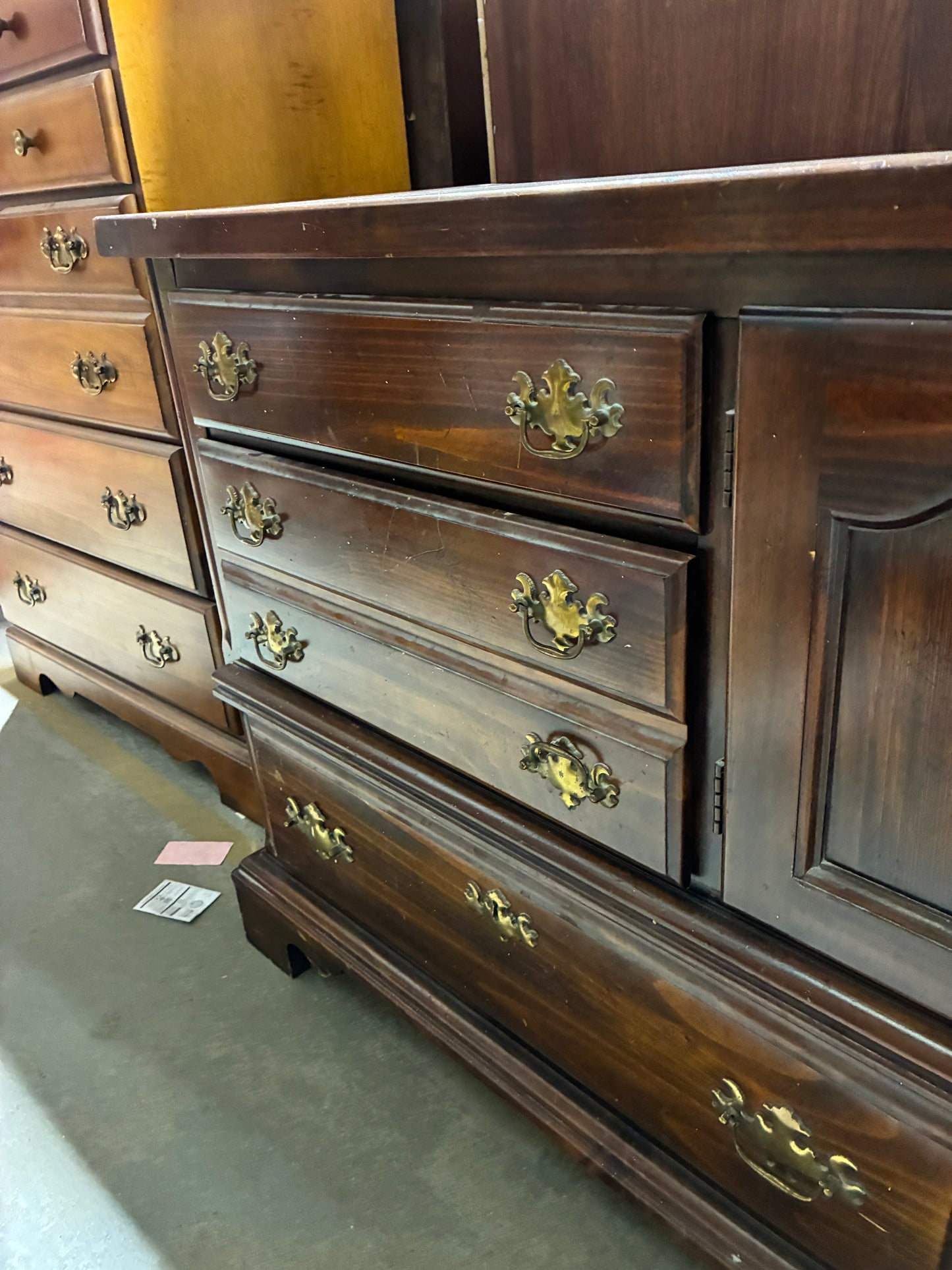 Vintage Solid Wood Dresser with Cabinet Storage