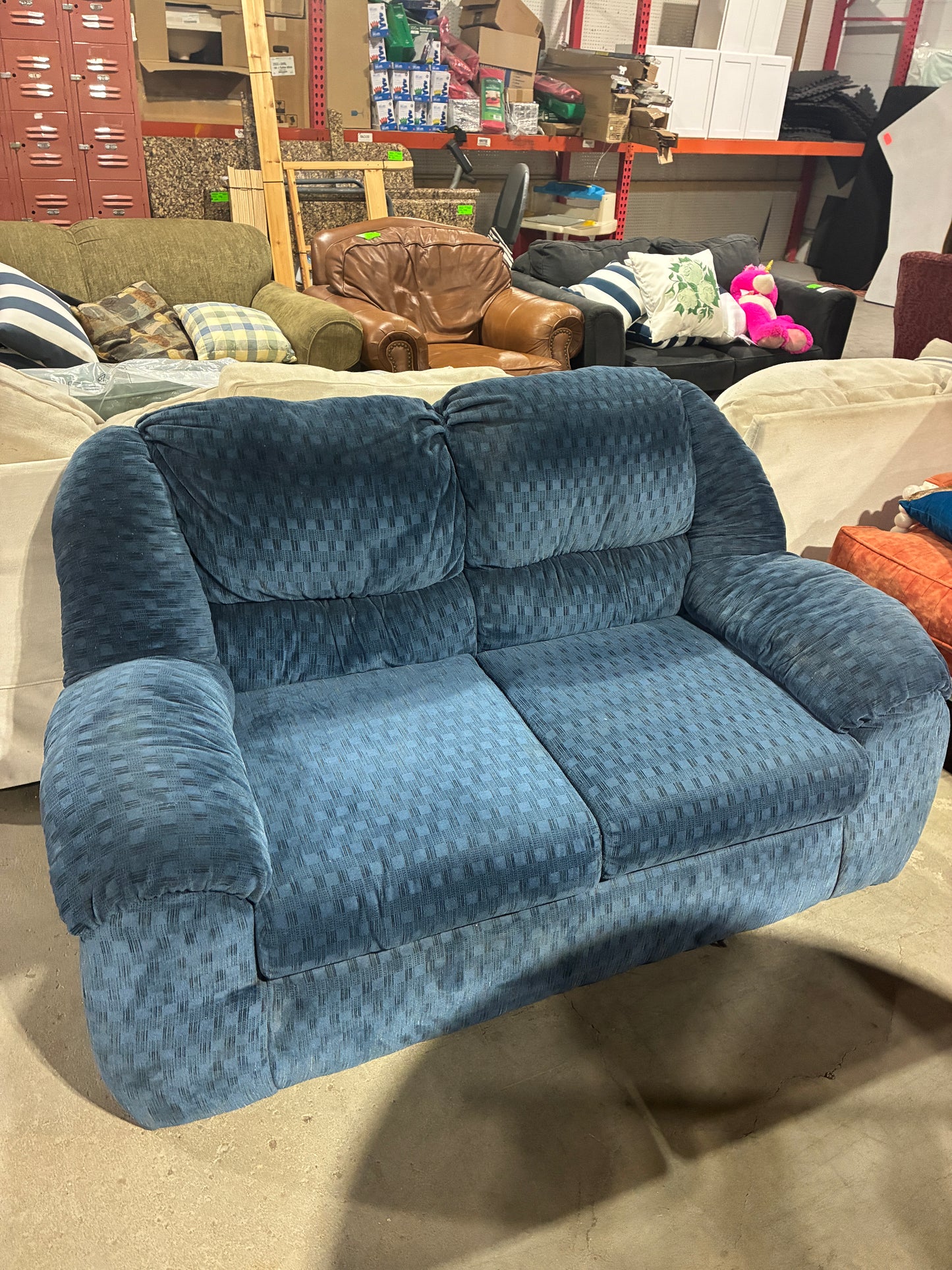 Blue Upholstered Loveseat