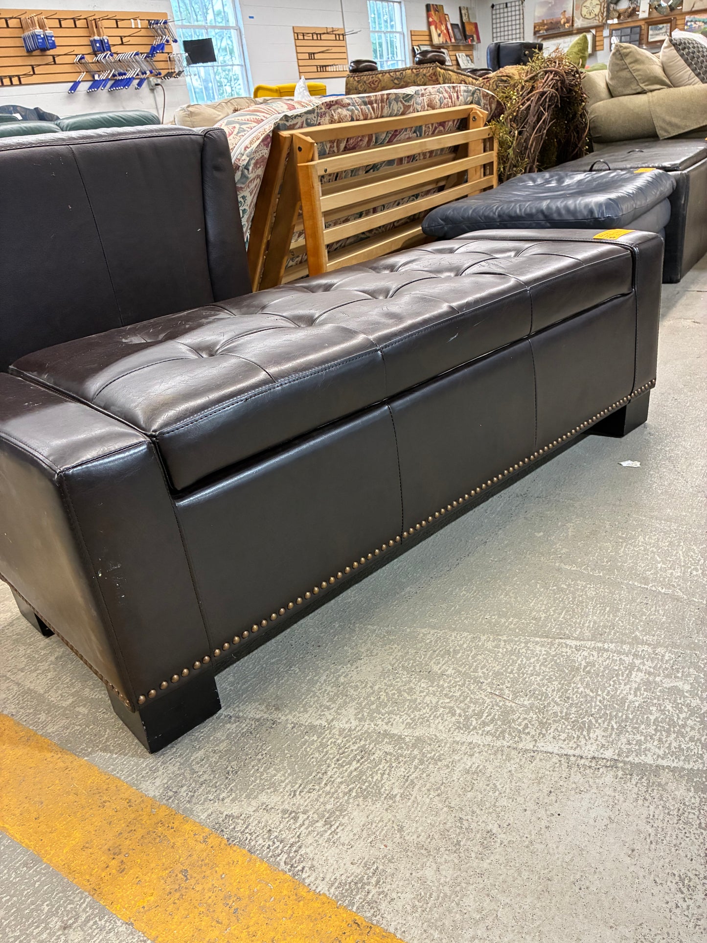 Dark Brown Storage Ottoman Bench