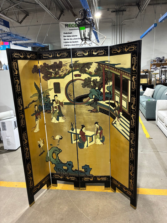 Vintage Four-Panel Asian-Style Folding Room Divider