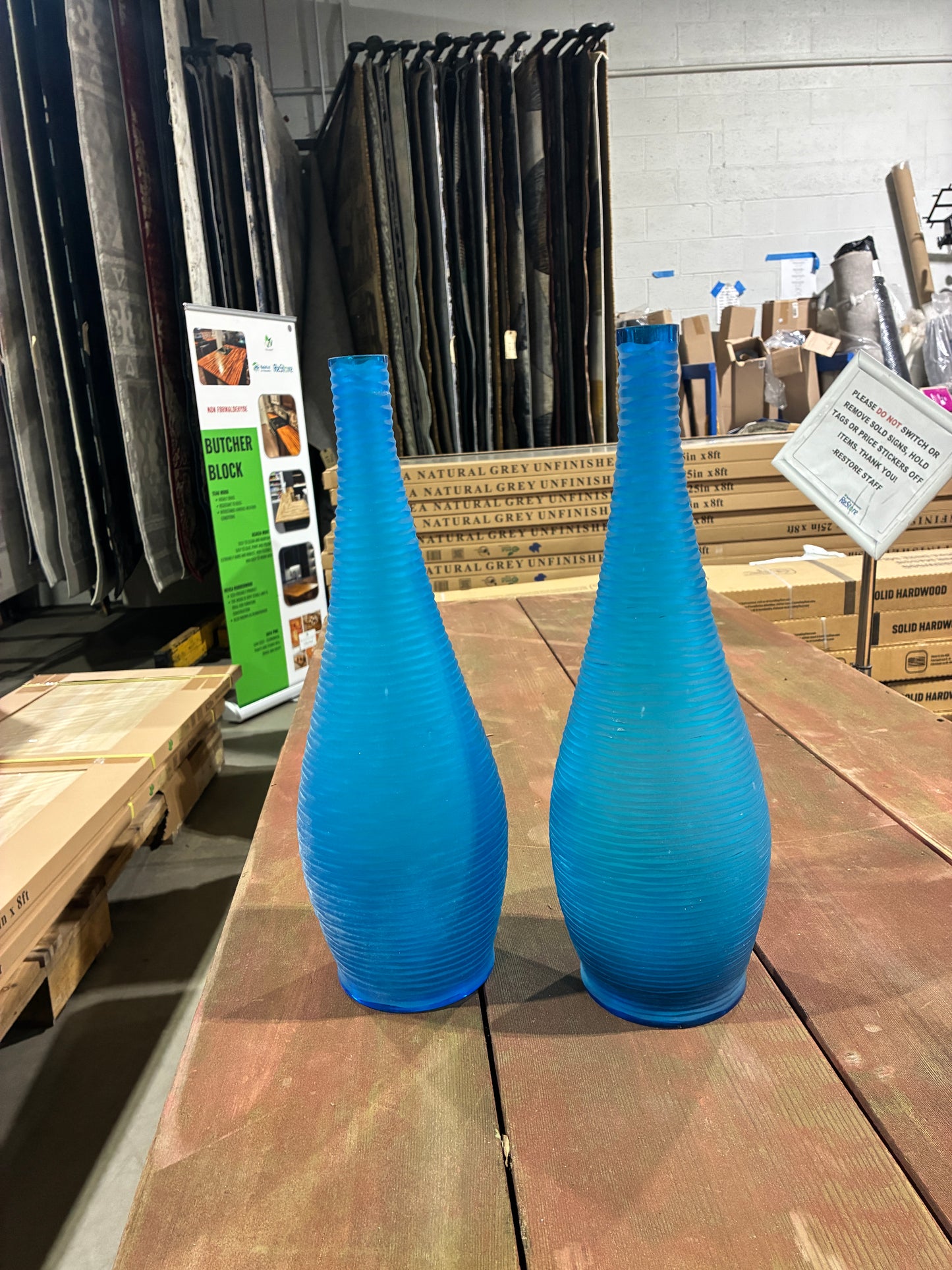 Blue Glass Decorative Vases