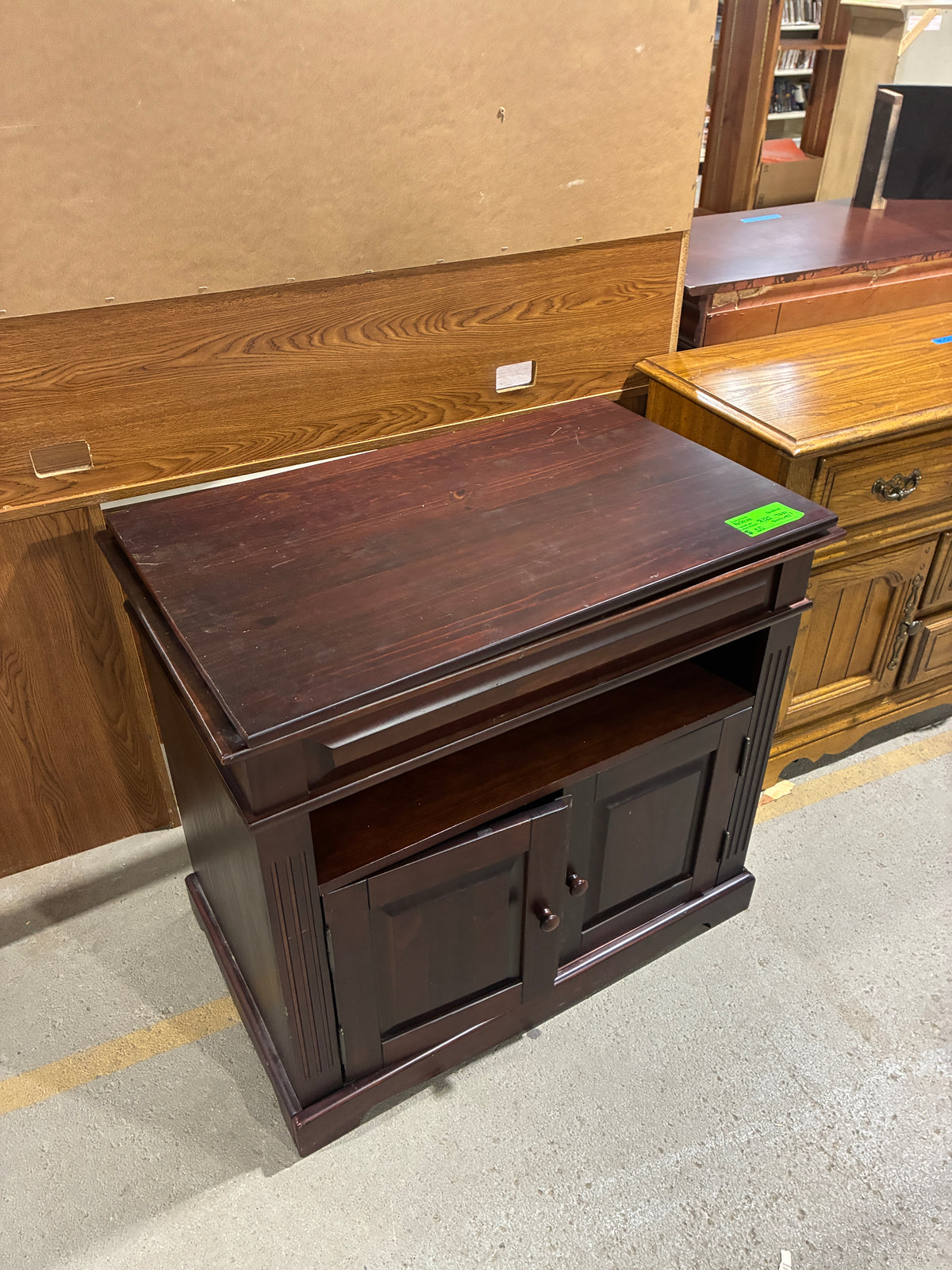 Dark Wood Swivel-Top TV Stand & Media Cabinet